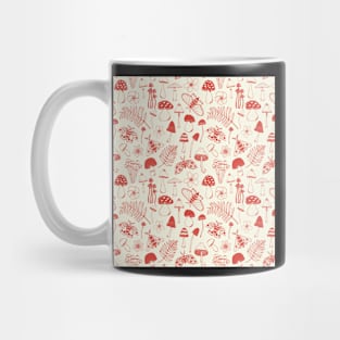 Mushroom and Moths Cottagecore Pattern Mug